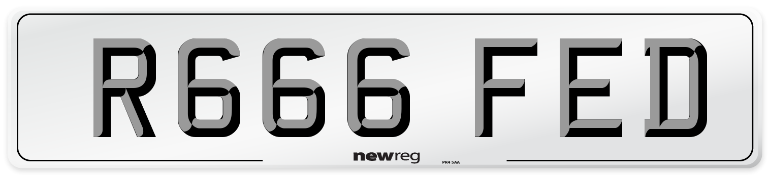 R666 FED Number Plate from New Reg